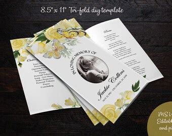 Diy Printable X Tri Fold Funeral Program Memorial Etsy