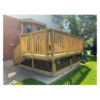 Pressure Treated Deck With Square Lattice Skirting In Woodridge Il