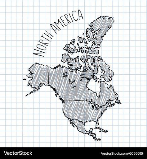 Pencil Hand Drawn North America Map Royalty Free Vector