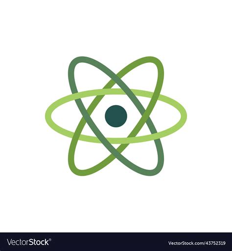 Atom Icon Symbolisolated On White Flat Green Vector Image