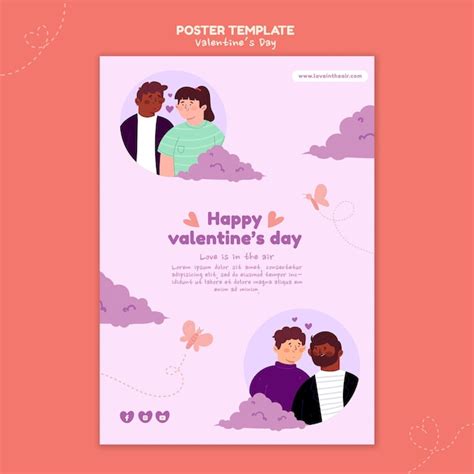 Free PSD | Valentine's day illustrated poster template