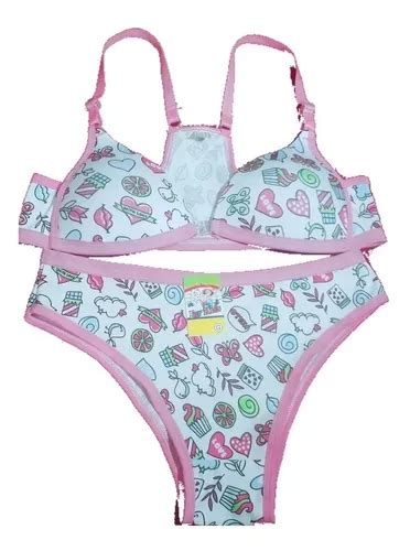 Kit Conjuntos Lingerie Calcinha E Suti Infanto Juvenil