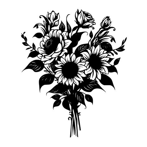 Sunflower And Rose Bouquet Svg File For Cricut Silhouette Laser Machines