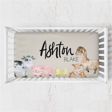 On the Farm Animals Personalized Crib Sheet