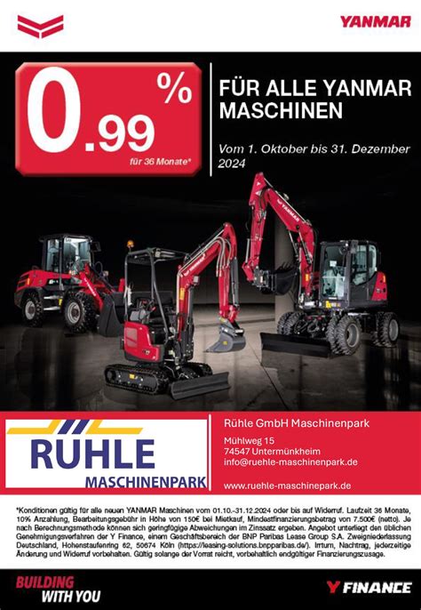 Yanmar Angebot Rühle GmbH Maschinenpark