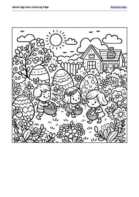 Easter Egg Hunt Coloring Page Free Printable Pdf