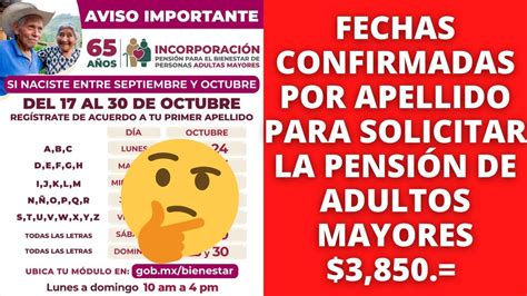 Fechas Confirmadas Para Cada Letra Del Apellido Solicitud A Pensi N