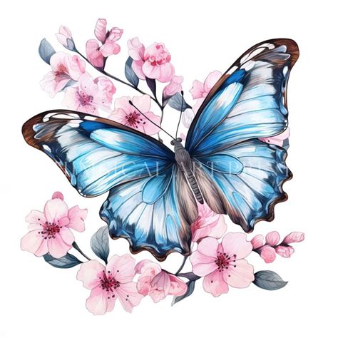 Blue Morpho Butterfly Clipart Blue Butterfly Png Watercolor