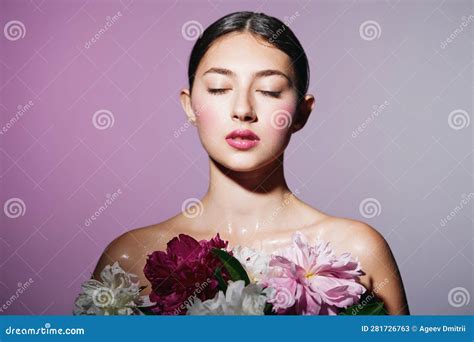 Blush Woman Flower Pink Girl Skincare Beauty Model Portrait Make Up