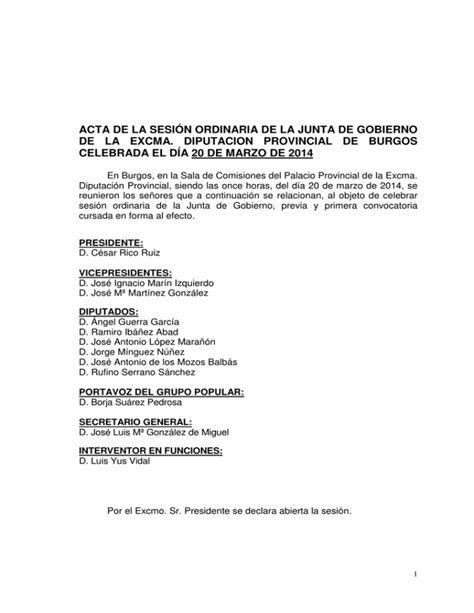 Acta De La Junta De Gobierno