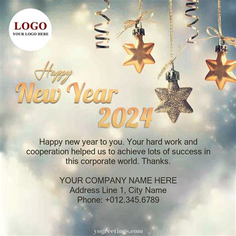 Sparkling New Year Greeting Card For Company New Year Greeting