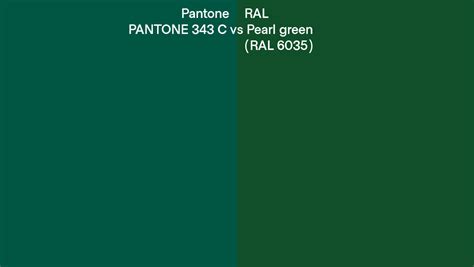 Pantone 343 C Vs RAL Pearl Green RAL 6035 Side By Side Comparison