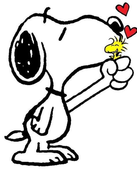 Woodstock Loves Snoopys Kisses Cute Peanuts Cartoon Image