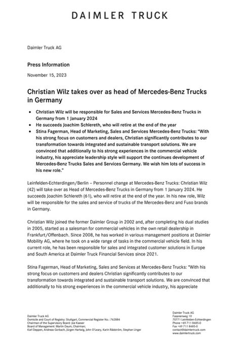 Pressrelease Daimler Truck