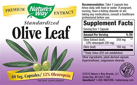 Natures Way Premium Extract Olive Leaf Supplement Supports Heart