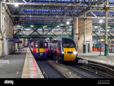 Crosscountry Trains Diesel High Speed Train And Scotrail Electric Hitachi At 200 Class 385 At