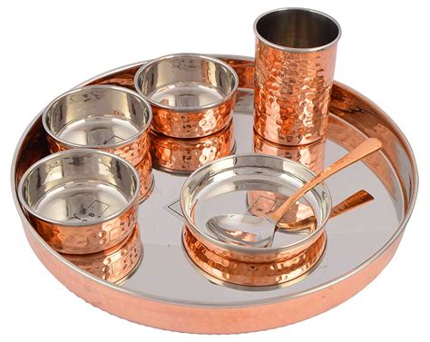 KBB COPPER STEEL DINNER THALI SET Khushal Bartan Bhandar