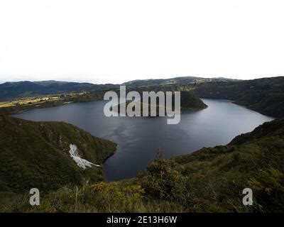 Cuicocha Crater Lake (Guinea Pig Lake) from Cotacachi Volcano, Imbabura ...