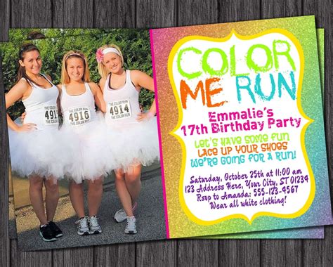 Color Run Invitation Color Run Birthday Party Invitations Color Run