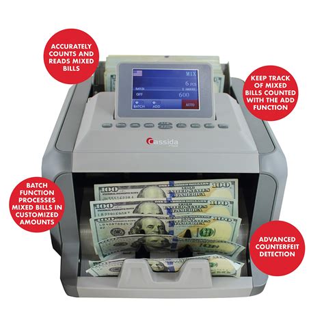 Cassida Brd R Money Counter Machine Mixed Denomination Bill Value