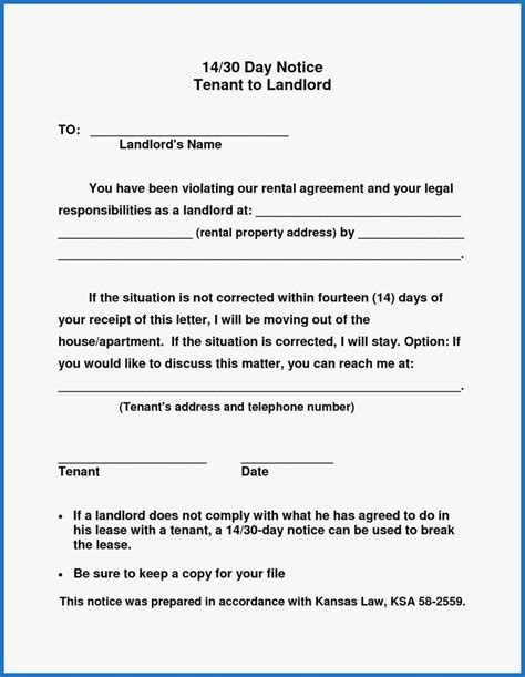 Free Printable Move Out Friendly 30 Day Notice To Landlord