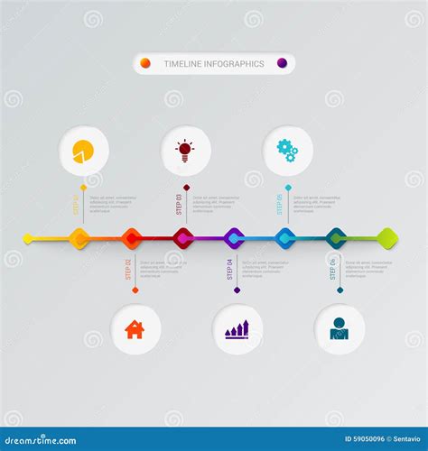 Timeline Process Icons Vector Flat Infographic Template Stock Vector