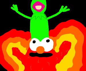 Elmo praying Kermit - Drawception