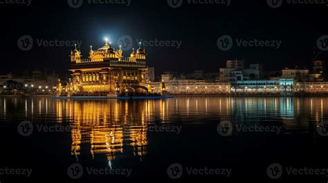 Night view of Golden Temple - Harmandir Sahib. Generative AI 32975653 ...