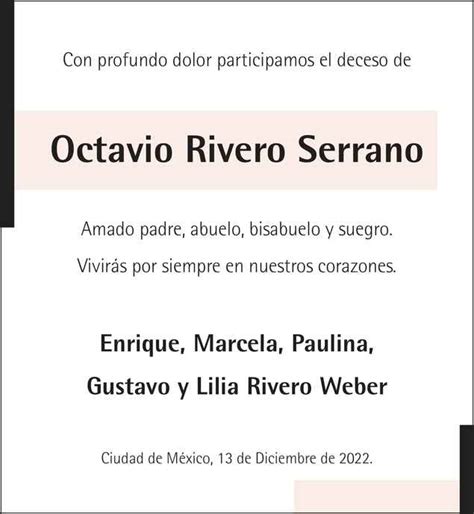 Se Or Octavio Rivero Serrano Obituario Esquela