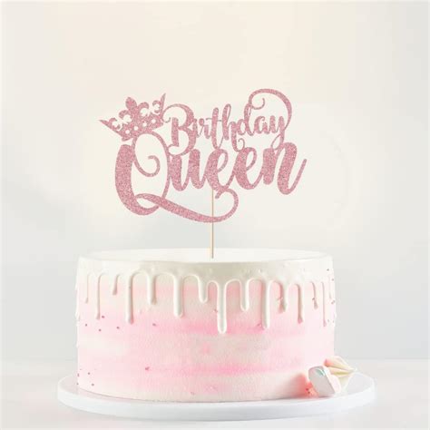 Kaoenla Glitter Crown Logo Birthday Queen Cake Topper