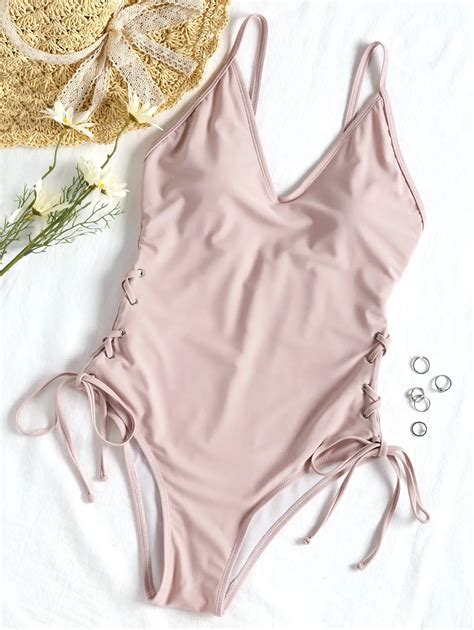 Zaful 2019 One Piece Swimsuit Lace Up Padded One Piece Swimwear Sexy