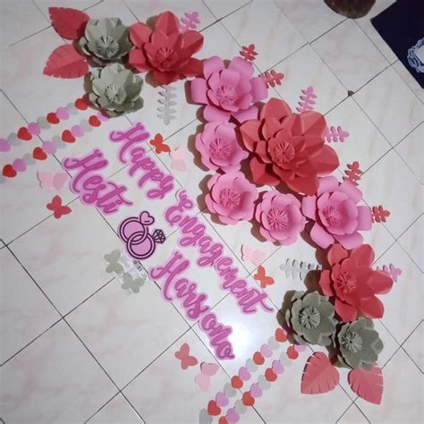 Jual Paper Flower Paket Dekorasi Dinding Hiasan Ulang Tahun