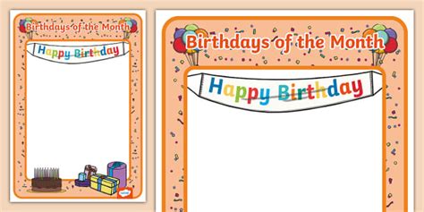 Monthly Birthday Announcement Template (Teacher-Made)