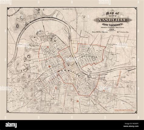 Historical Map Of Nashville Tennessee Circa 1879 Stock Photo Alamy