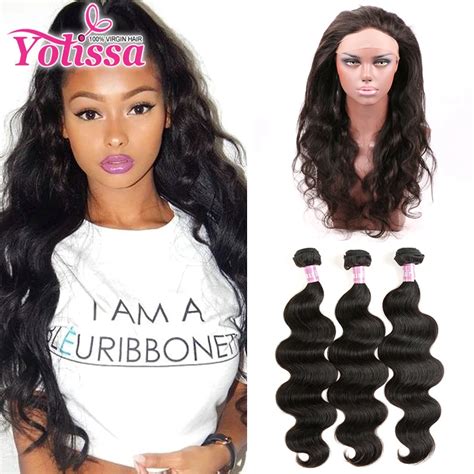 Aliexpress.com : Buy Yolissa Hair Peruvian Weave Bundles With 360 Lace Frontal Band Closure ...