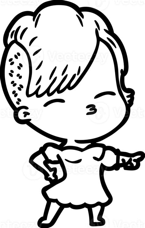 Cartoon Squinting Girl Pointing Icon 40500282 Png