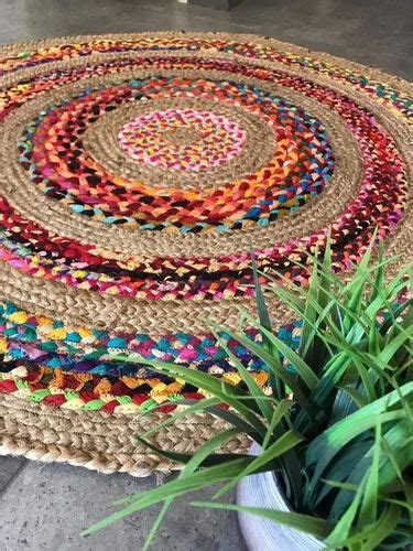 Multicolor Plain Jute And Chindi Braided Round Rugs At Rs 38 Sq Ft In