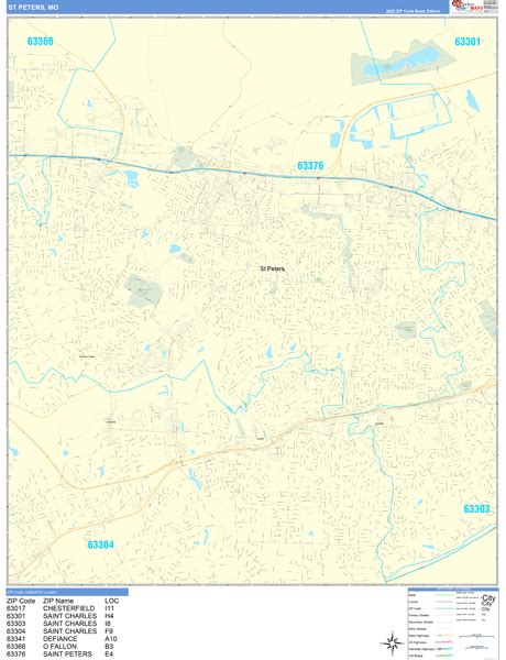 St. Peters Missouri Wall Map (Basic Style) by MarketMAPS - MapSales