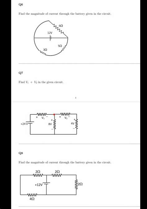 Find The Magnitude Of Current Through The Battery Given In The Circuit