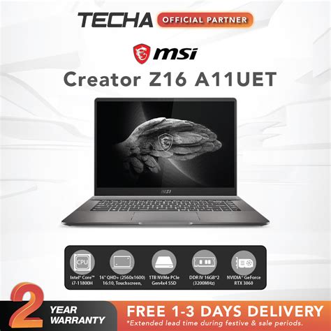 MSI CREATOR Z16 A11UET | 16" QHD | i7-11800H | RTX 3060 | 32GB (16GBx2 ...