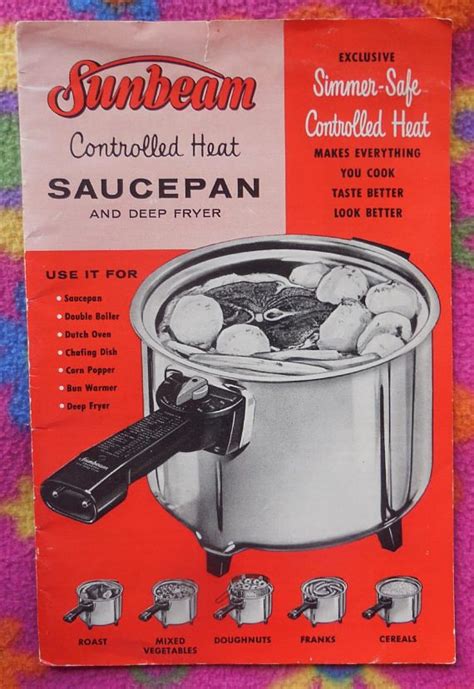 Reserved Vintage Sunbeam Controlled Heat Saucepan And Deep Fryer Instruction Booklet Recipe