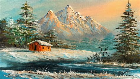 Snowy Winter Acrylic Landscape Paintings Tutorial How To Paint Step