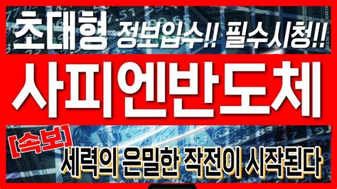 사피엔반도체 주가전망 초대형 정보입수필수시청세력의 은밀한 작전이 시작된다 Youtube