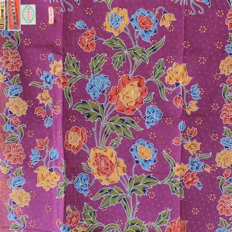 Color Of Flowers With Purple Print Pure Cotton Traditional Indonesian