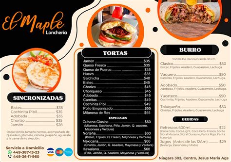 Menu At El Maple Loncheria Restaurant Jes S Mar A