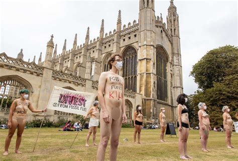 In Pictures Extinction Rebellion Cambridge Holds Naked Protest On Lawn Of Kings College