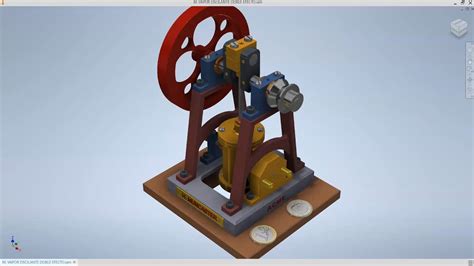 Autodesk Inventor Maqueta De Un Motor A Vapor Oscilante De Doble