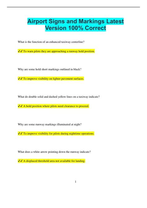 Airport Signs and Markings Latest Version 100% Correct - Airport Signs