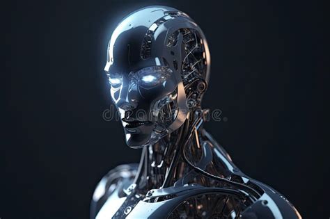 D Rendering Artificial Intelligence Ai Research Of Robot And Cyborg