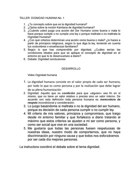Taller Cultura De Paz Desarrollado Taller Dignidad Humana No